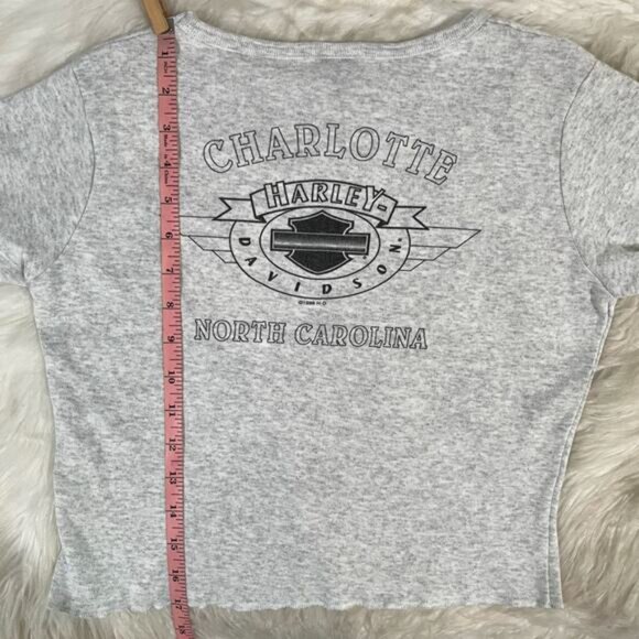 NEW Harley Davidson Vintage 90s Cropped Ruffle Flutter Babydoll Tee T Shirt Top - Picture 13 of 13